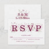 Spring Floral Wine Wedding RSVP card Karte (Vorne/Hinten)