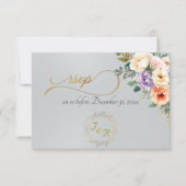 Spring Floral & Wreath - Silver RSVP Karte (Vorderseite)
