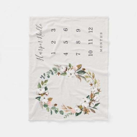 Spring Florals Baby Milestone Blanken Fleecedecke (Vorderseite)