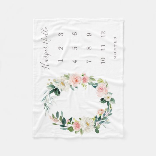 Spring Florals Baby Milestone Blanken Fleecedecke (Vorderseite)