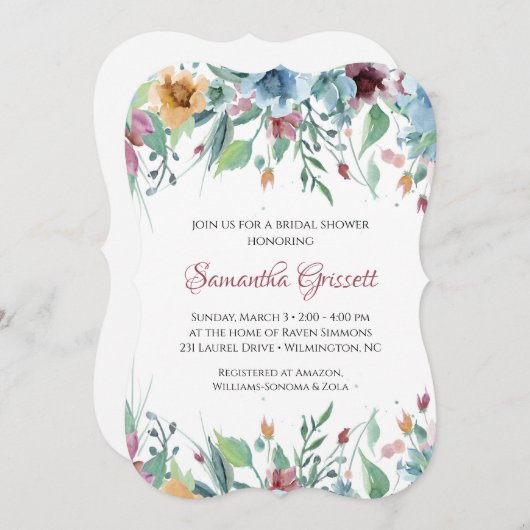 Spring Florals Brautparty Einladung (Vorne/Hinten)