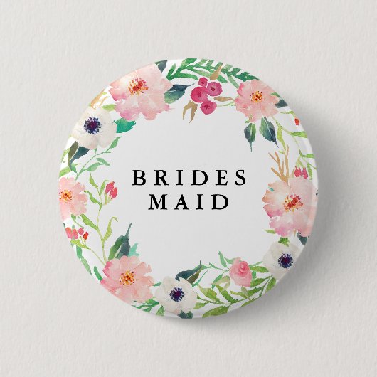 Spring Florals Bridesmaid Wedding Button (Vorderseite)
