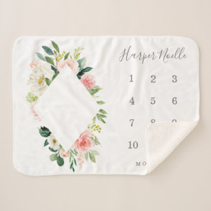 Spring Florals Diamond Baby Milestone Sherpadecke
