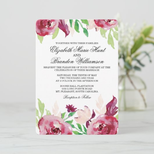 Spring Florals | Einladung (Stehend Vorderseite)