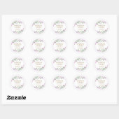 Spring Florals Elegante Typografie Hochzeit Runder Aufkleber (Blatt)