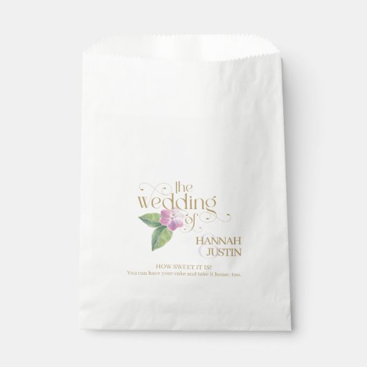 Spring Florals Elegante Typografie Wedding Cake Geschenktütchen (Vorderseite)