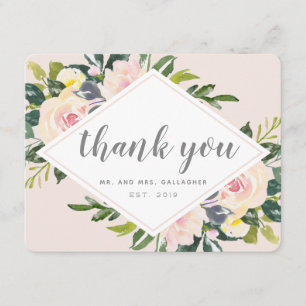 Spring Florals   Flat Wedding Dankeschön Karte