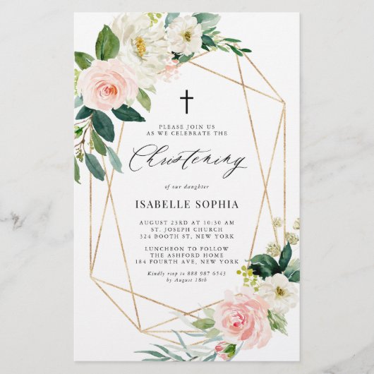 Spring Florals Gold Frame Weihnachts-Einladung (Vorderseite)