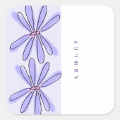 Spring Florals Lavender Lila Quadratischer Aufkleber (Vorderseite)