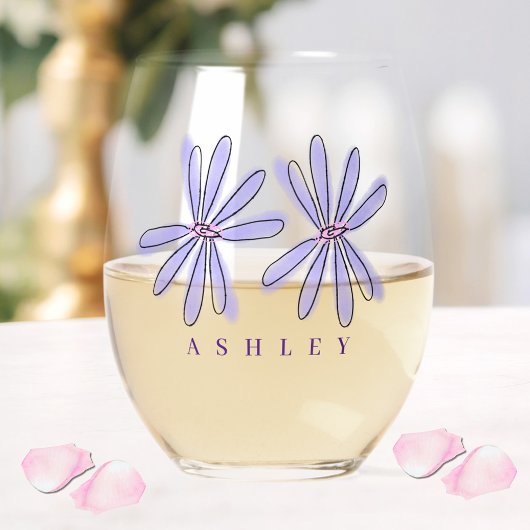 Spring Florals Lavender Lila Weinglas Ohne Stiel