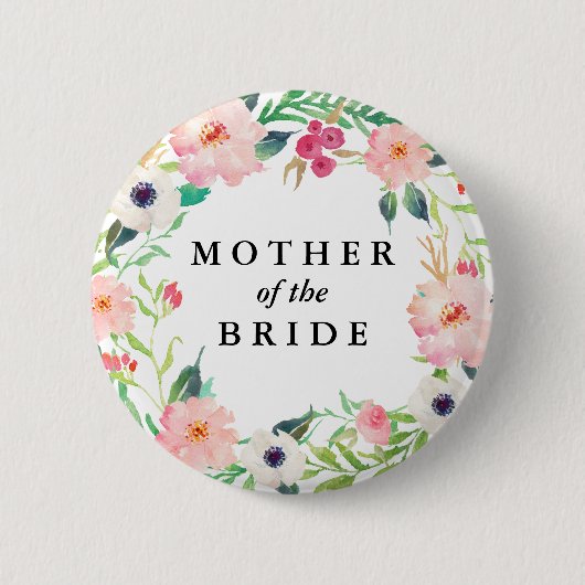 Spring Florals Mutter der Braut Hochzeit Button (Vorderseite)