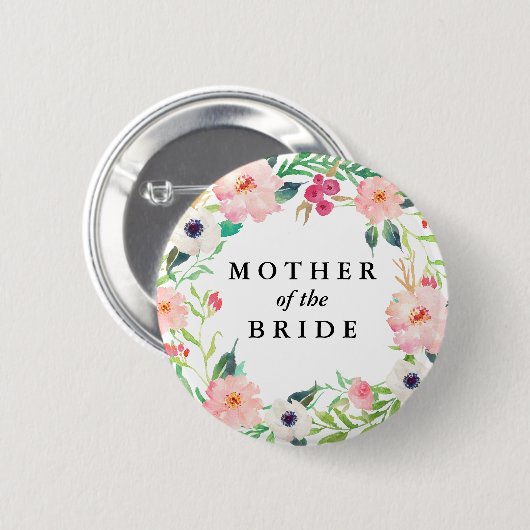 Spring Florals Mutter der Braut Hochzeit Button (Vorne & Hinten)