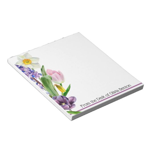 Spring Florals Name White Notizblock (angewinkelt)