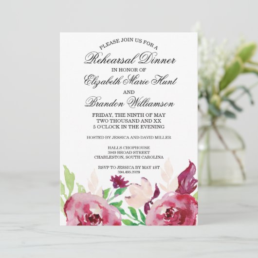 Spring Florals | Probe - Abendessen Einladung (Stehend Vorderseite)