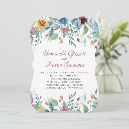Spring Florals Wedding Einladung (Stehend Vorderseite)