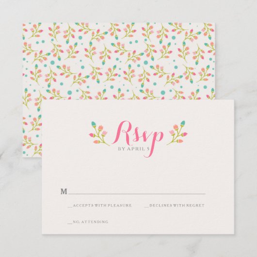 Spring Florals Wedding RSVP Card Karte (Vorne/Hinten)