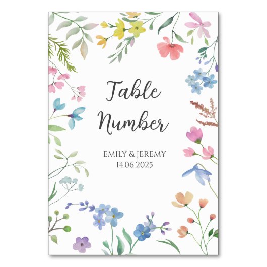 Spring Florals Wedding Tischnummern (Rückseite)