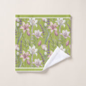 Spring Florals with Meadow Green Background Badhandtuch Set (Waschlappen)