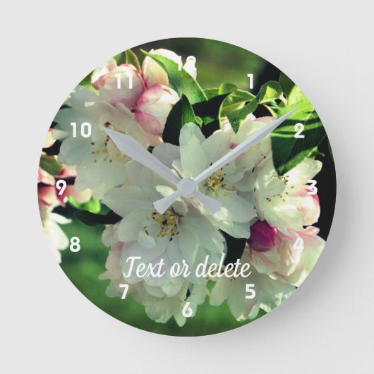 Spring Flower Crabapple Blossoms 2 Personalized Runde Wanduhr (Vorderseite)