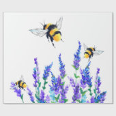 Spring Flowers and Bees Wrapping Paper Geschenkpapier (Flach)