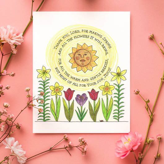 Spring Flowers and Jesus Inspirational Postcard Postkarte