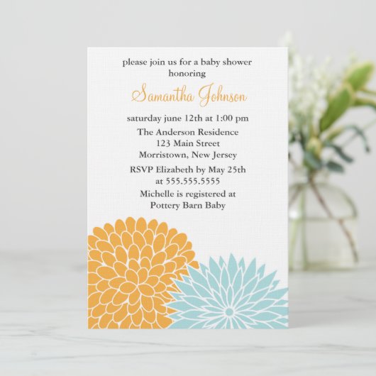 Spring Flowers Babydusche Einladung (Stehend Vorderseite)