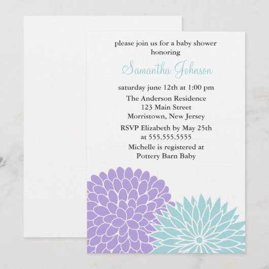 Spring Flowers Babydusche Einladung (Vorne/Hinten)