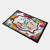 Spring Flowers & Black Vintage Floral Frame Fußmatte (Schrägansicht)