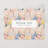Spring Flowers Botanical Wedding Danke Postkarte (Vorderseite)