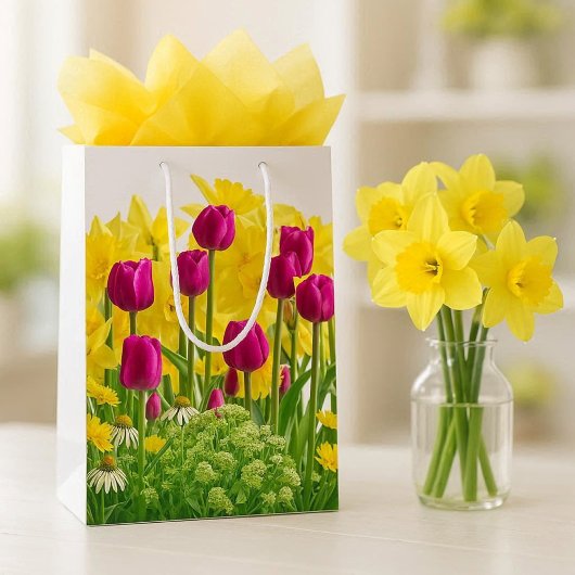Spring Flowers / Bouquet of Daffodils, Tulips Mittlere Geschenktüte