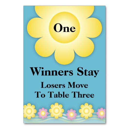 Spring Flowers Bunco Table Card #1 Tischnummer (Rückseite)