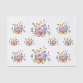 Spring Flowers & Butterflies Decoupage Seidenpapier