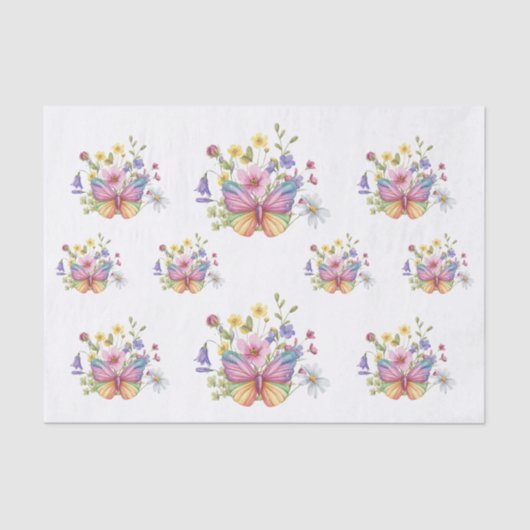 Spring Flowers & Butterflies Decoupage Seidenpapier (Vorderseite)