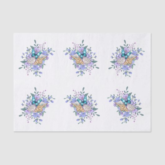 Spring Flowers, Butterflies & Sea Shells Decoupage Seidenpapier (Vorderseite)