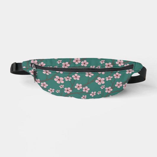 Spring flowers cherry blossom green seamless bauchtasche (Vorderseite)