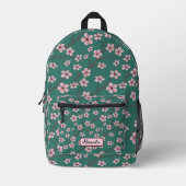 Spring flowers cherry blossom green seamless bedruckter rucksack (Vorderseite)