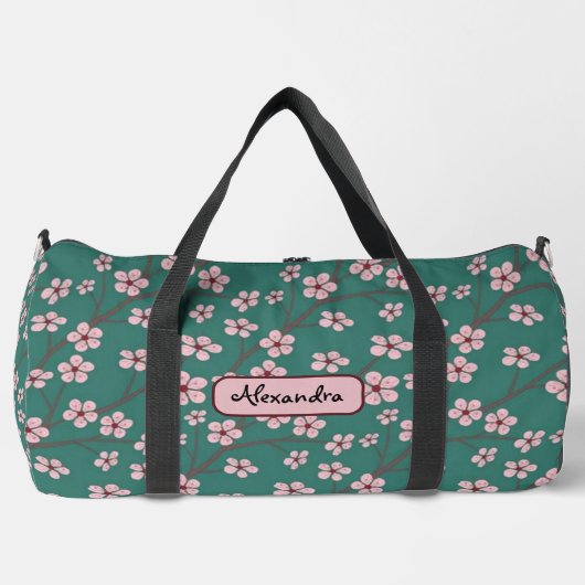 Spring flowers cherry blossom green seamless duffle bag (Vorderseite)