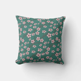 Spring flowers cherry blossom green seamless kissen