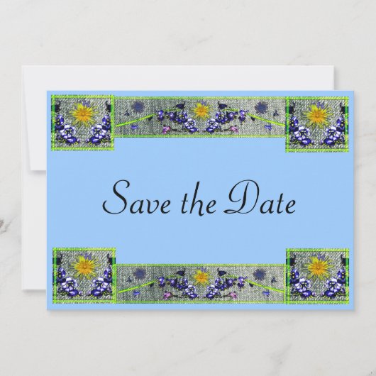 Spring Flowers Denim Save The Date (Vorderseite)