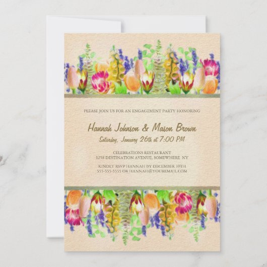 Spring Flowers Engagement Party Einladung (Rückseite)