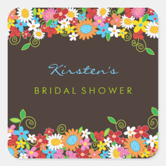 Spring Flowers Garden Brautparty Wedding Party Quadratischer Aufkleber