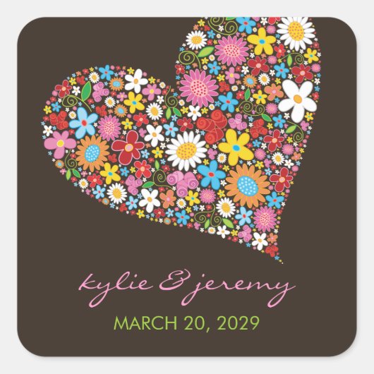 Spring Flowers Garden Liebe Heart Wedding Sticker (Vorderseite)