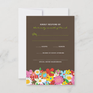 Spring Flowers Garden Whimsical Wedding RSVP Card Karte