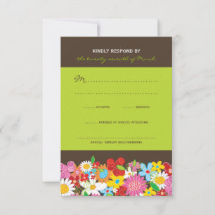 Spring Flowers Garden Whimsical Wedding RSVP Karte