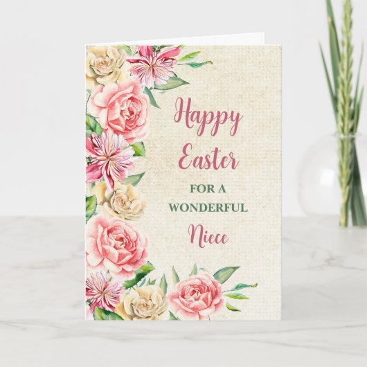 Spring Flowers Happy Oaster Niece Feiertagskarte (Vorderseite)
