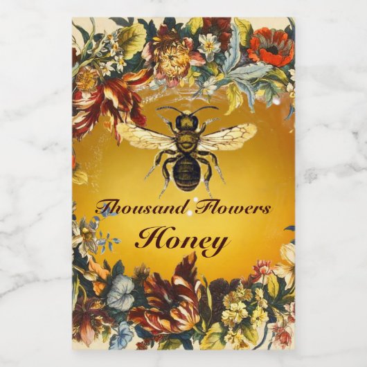 SPRING FLOWERS HONEY BEE / BEEKEEPER BEEKEEPING LEBENSMITTELETIKETT (Einzelnes Label)