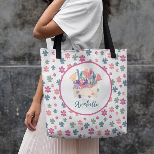 Spring Flowers Muster Umschlag Bouquet mit Namen Tasche