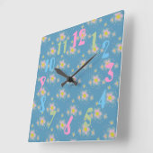 Spring Flowers (pink/blue) Quadratische Wanduhr (Winkel)