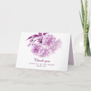 Spring flowers purple art wedding thank you cards karte