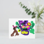 Spring flowers Rabbit joy Postkarte (Stehend Vorderseite)
